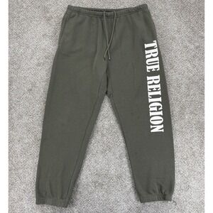 True Religion World Tour Great Relaxed Jogger Mens Medium Green Fleece Sweatpant